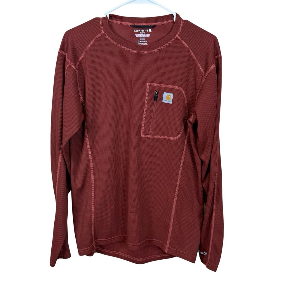 Carhartt Force Mens Medium Pullover Long Sleeve Shirt Zipper Pocket Thumbhole